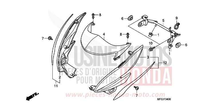 COWL (1) for CB600F Hornet PEARL ACID YELLOW (Y205) from 2010